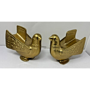 MCM Style PROJECT 62 Gold Tone Dove Bird Peace Symbol Noah's Ark Figure Bookends